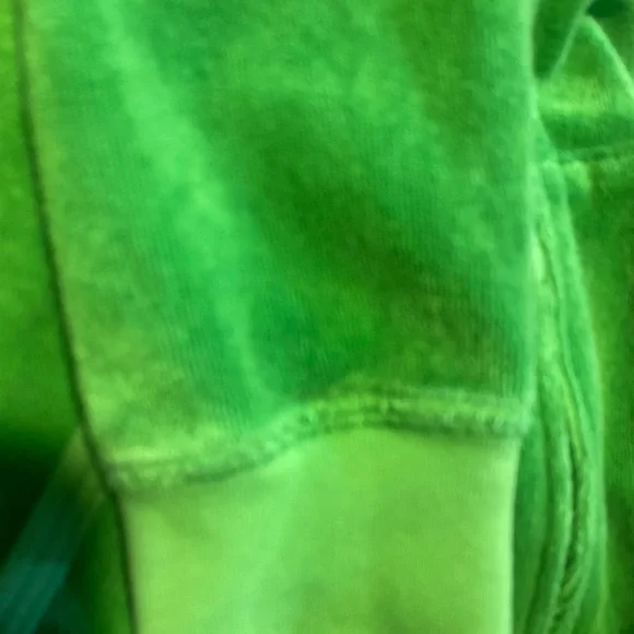 Juicy Couture Vintage Sz S Green Terry Cloth Hoodie w Gold & Crystal Design - Picture 7 of 15